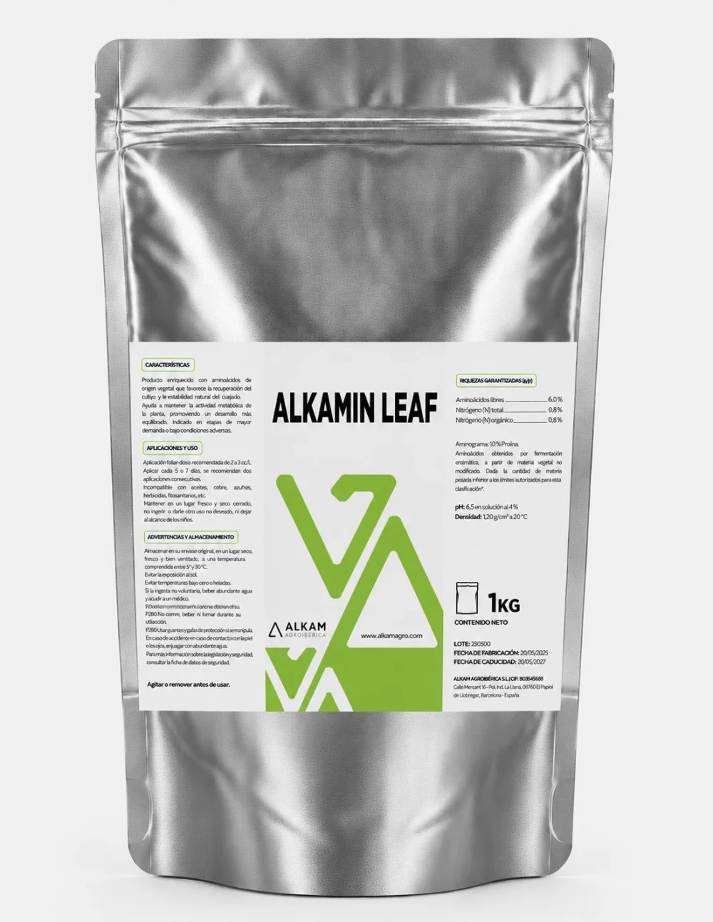 Envase de ALKAMIN LEAF, gama Bioactivadores de Alkama Agro