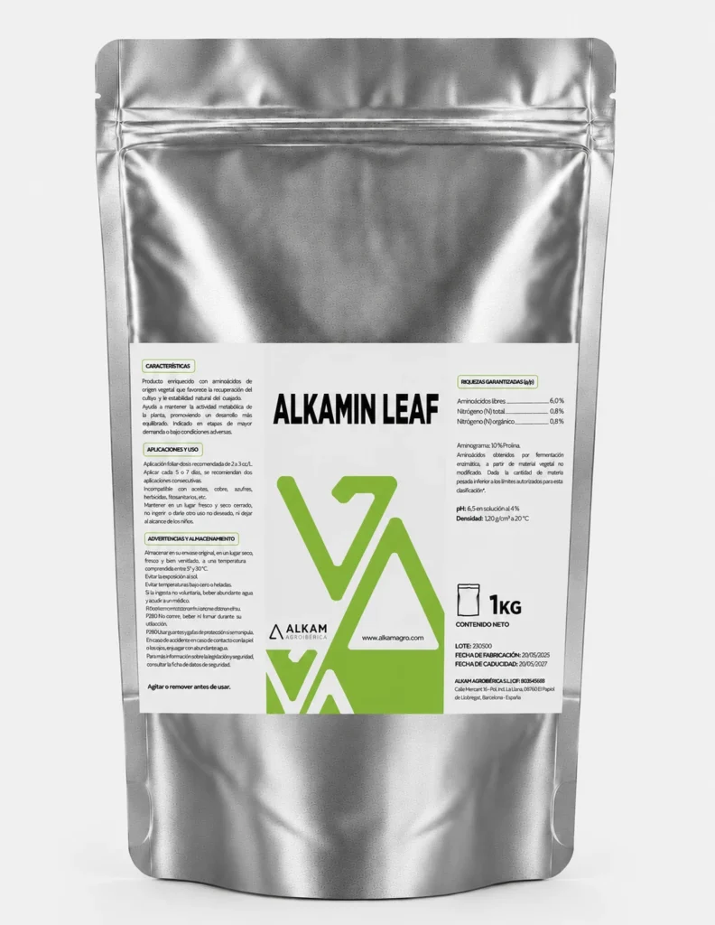 Envase de ALKAMIN LEAF, gama Bioactivadores de Alkama Agro