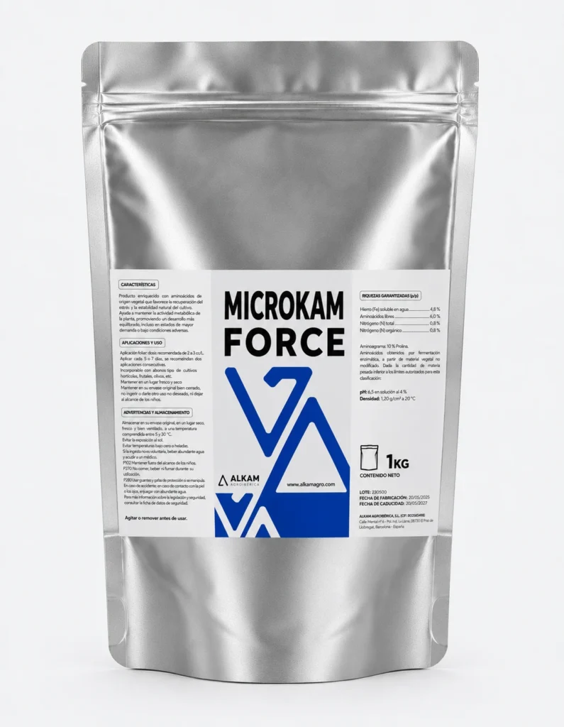 Conditionnement de MICROKAM FORCE, gamme Correcteurs de carences d’Alkama Agro