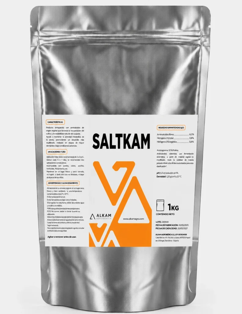 Envase de SALTKAM, gama Mejoradores de suelo de Alkama Agro