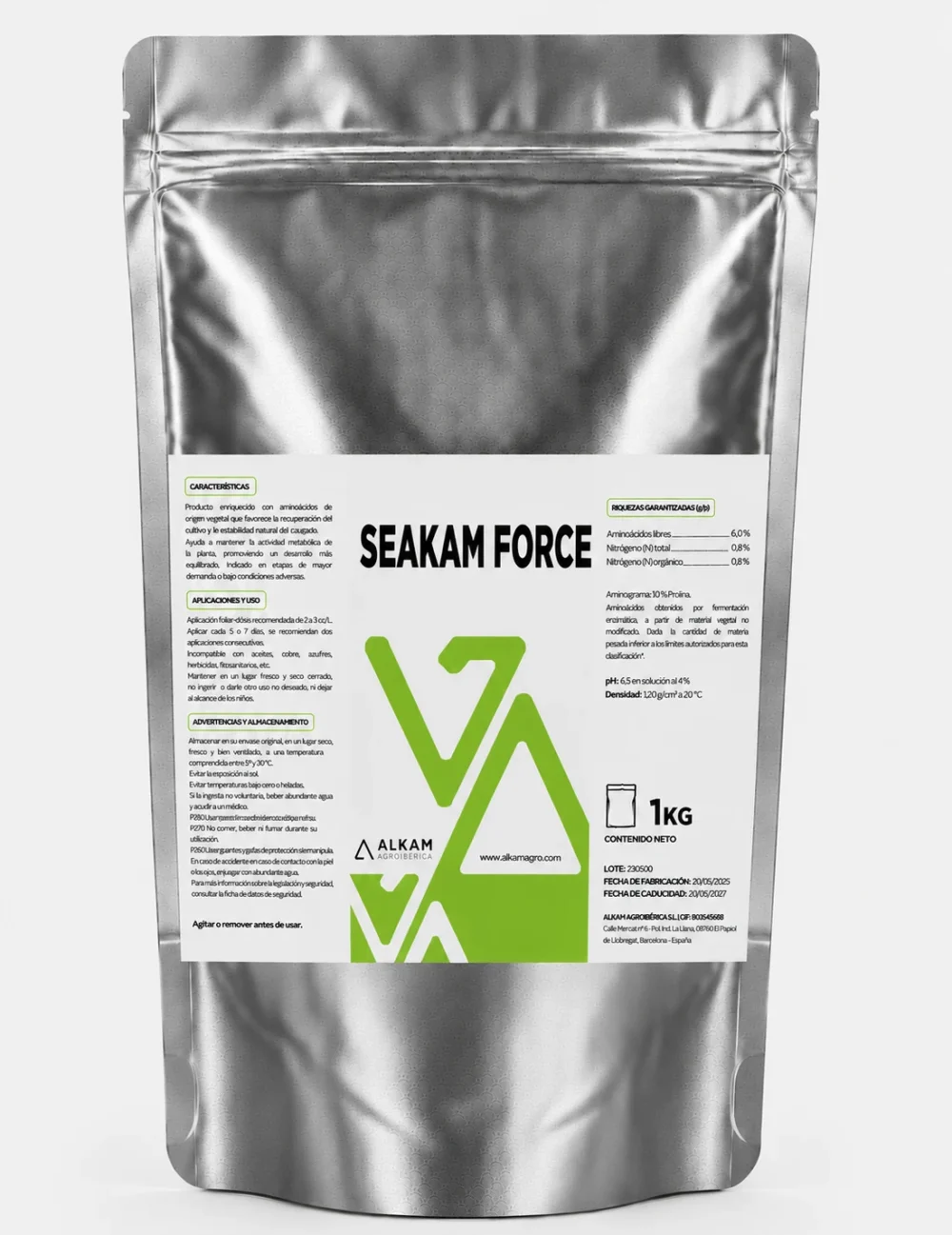 Envase de SEAKAM FORCE, gama Bioactivadores de Alkama Agro